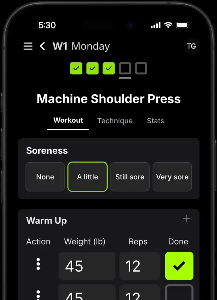 iphone withe the checkfit app open showing workout tracking
